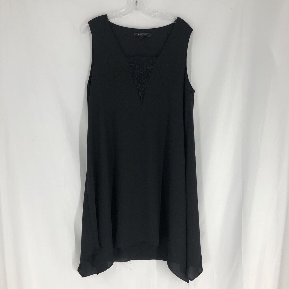 BCBG MAXAZRIA SIZE L BLACK WOMANS HANDKERCHIEF HEM A-LINE SHIFT DRESS